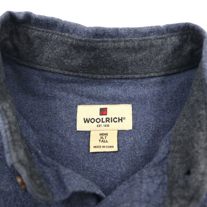 Woolrich Button-Down Flannel Shirt, XL, Navy, Chest Pocket, Midnight Blue Heather, 6433