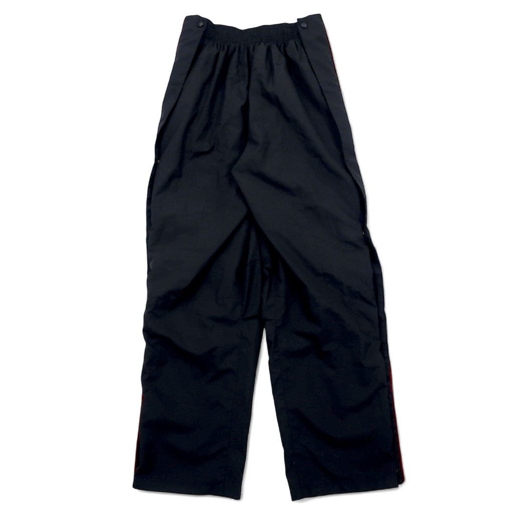 DIADORA 90s Track Pants Jersey L Black Polyester Side Slit Snap Button Mesh Liner