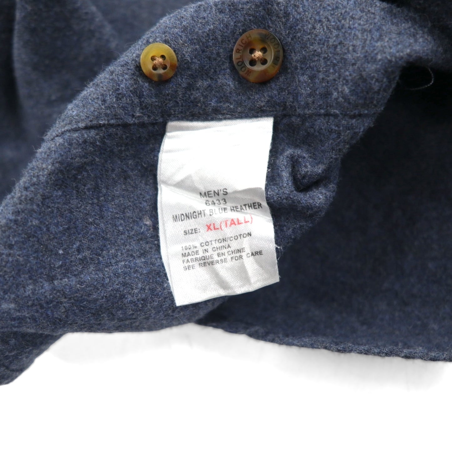 Woolrich Button-Down Flannel Shirt, XL, Navy, Chest Pocket, Midnight Blue Heather, 6433