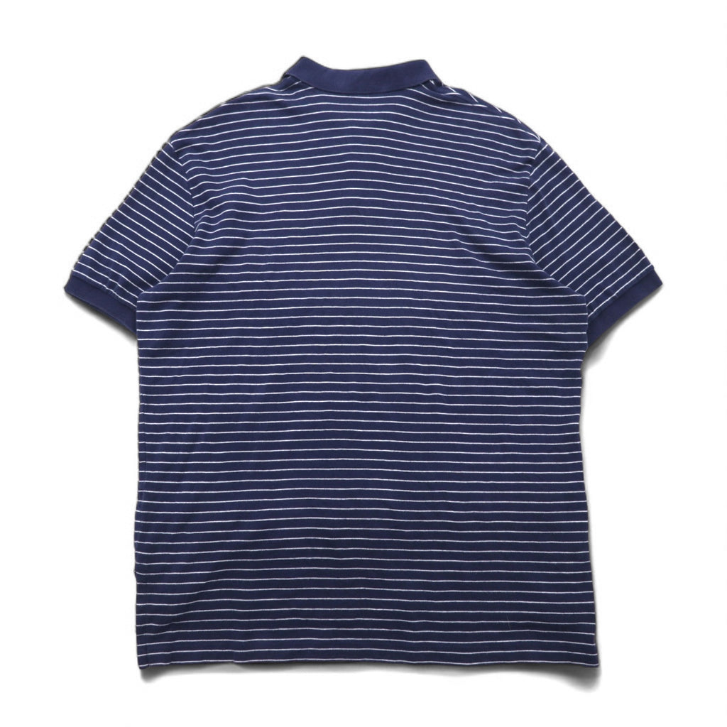 Polo by Ralph Lauren 90s Striped Polo Shirt, XL, Navy Cotton, Small Pony Embroidery