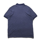 Polo by Ralph Lauren 90s Striped Polo Shirt, XL, Navy Cotton, Small Pony Embroidery