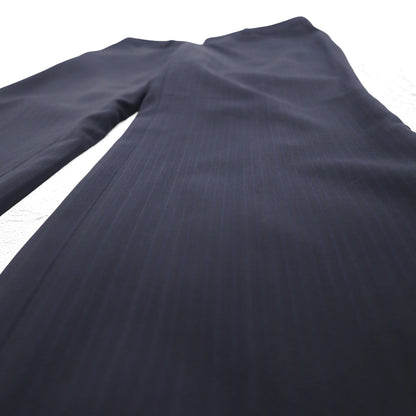 BURBERRY スラックスパンツ M ネイビー ストライプ ウール 日本製