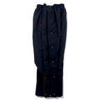 DIADORA 90s Track Pants Jersey L Black Polyester Side Slit Snap Button Mesh Liner