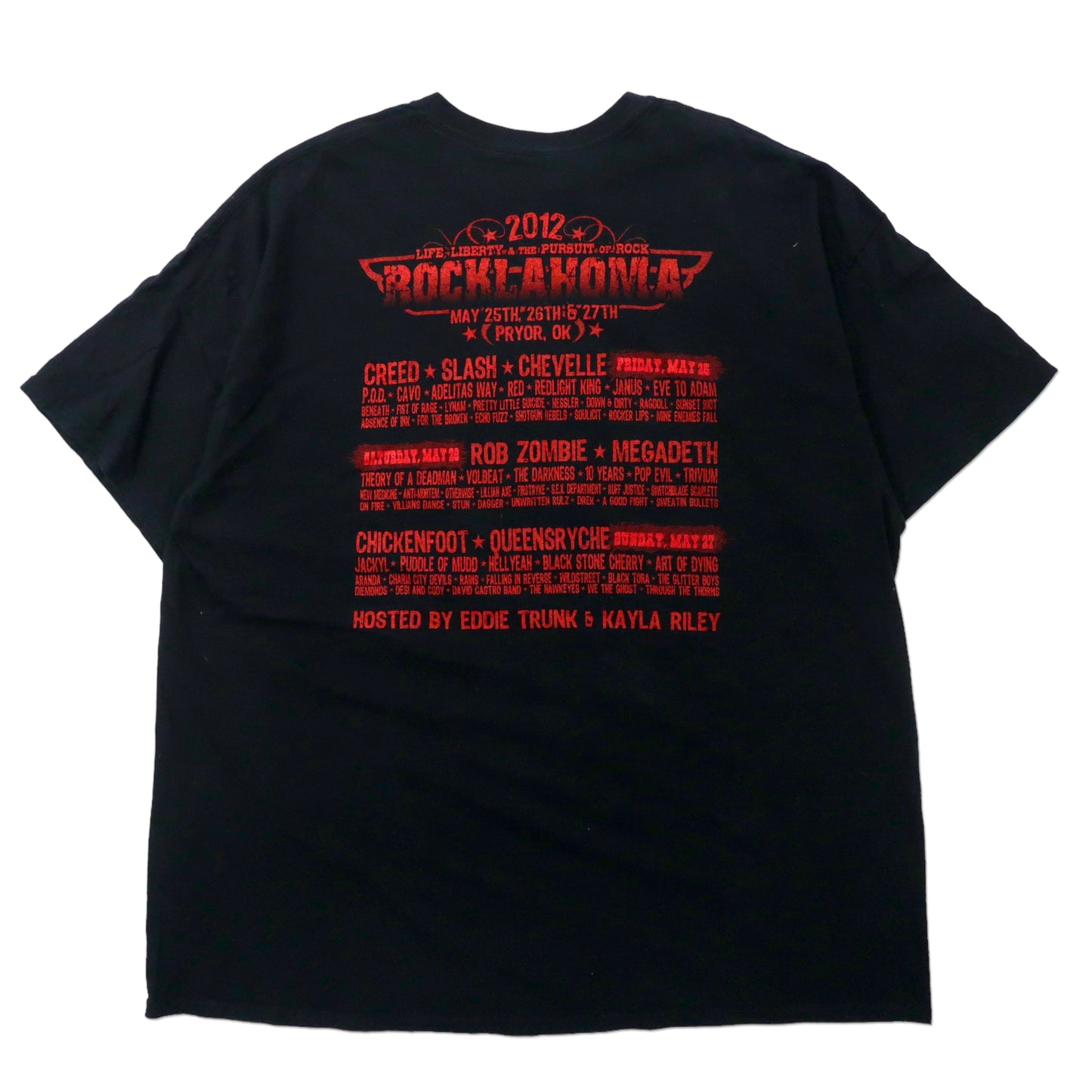 GILDAN ビッグサイズ バンドTシャツ 2XL ブラック コットン 両面プリント ROCKLAHOMA