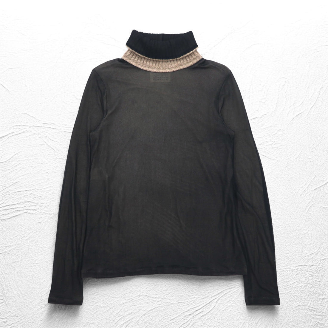 Maison Martin Margiela タートルネック シースルートップ セカンドスキン M ブラック レーヨン カシミヤ混 S51GC0286 593-2011 イタリア製