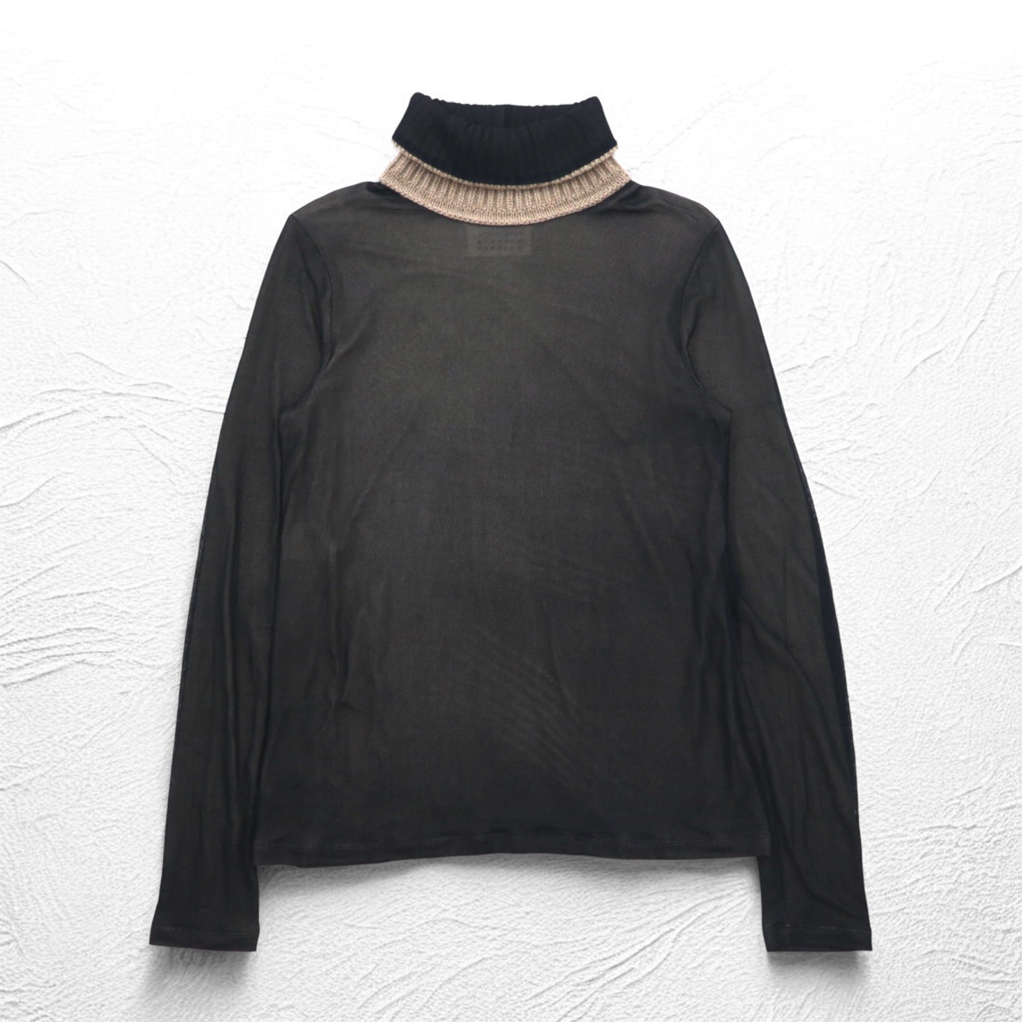 Maison Martin Margiela タートルネック シースルートップ セカンドスキン M ブラック レーヨン カシミヤ混 S51GC0286 593-2011 イタリア製