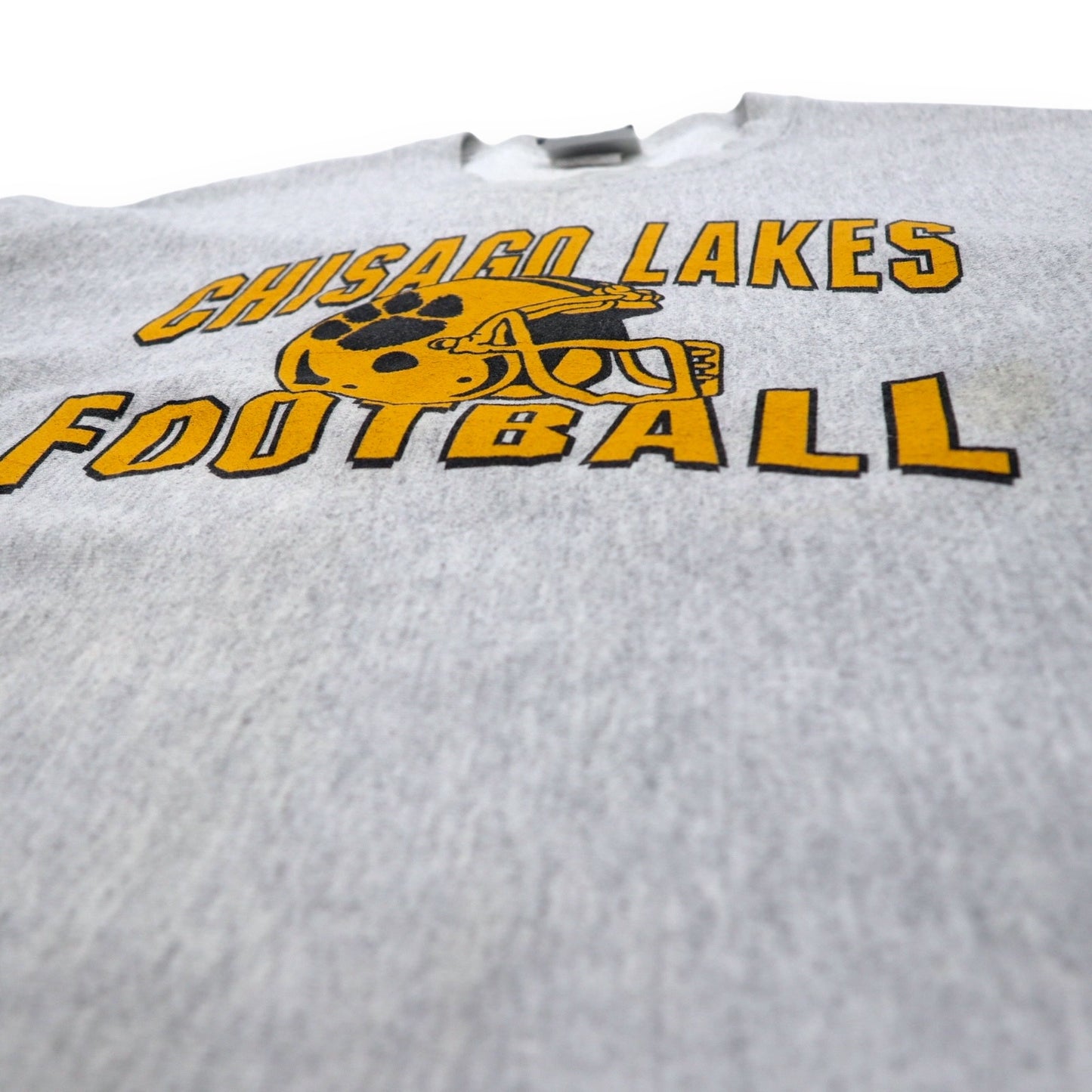 USA製 90年代 Lee リバースウィーブ スウェット XL グレー コットン カレッジ CHISAGO LAKES FOOTBALL 3段プリント アーチロゴ CROSS GRAIN