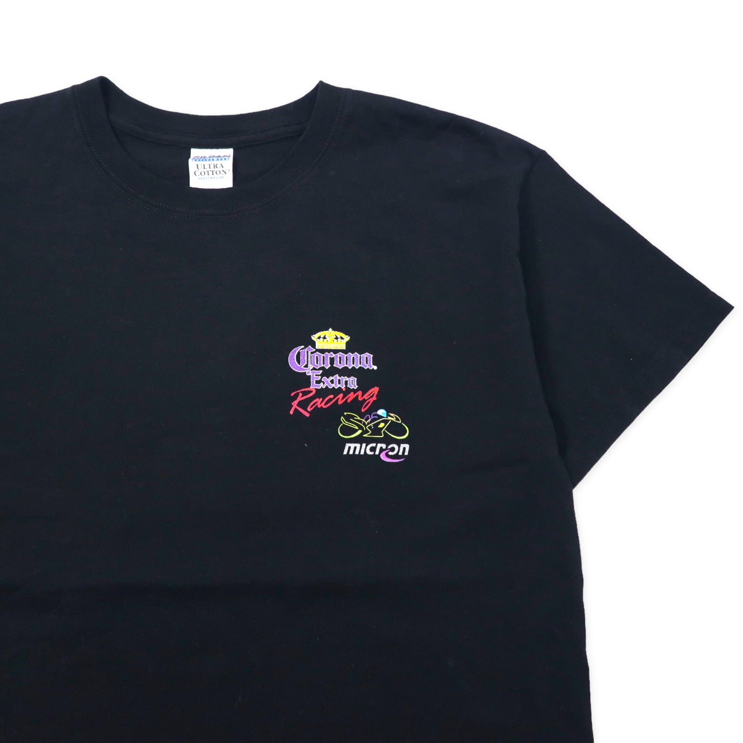 GILDAN プリント Tシャツ L ブラック コットン ヘビーウェイト Corona Extra Racing