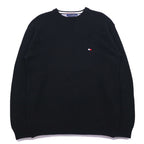 TOMMY HILFIGER 90年代 クルーネック コットンニット セーター XL ブラック