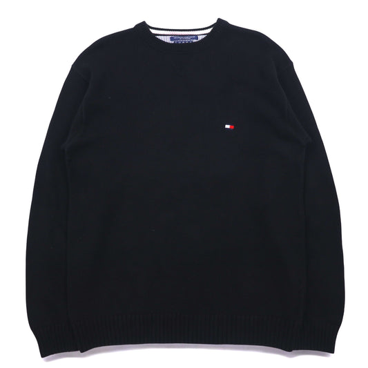 TOMMY HILFIGER 90年代 クルーネック コットンニット セーター XL ブラック