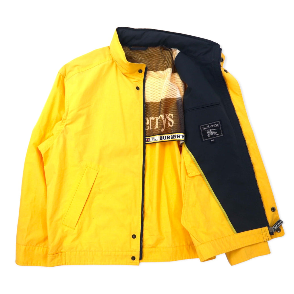 Burberrys Old Retractable Hood Swing Top Harrington Jacket MA Yellow Cotton Polyester Made in Japan