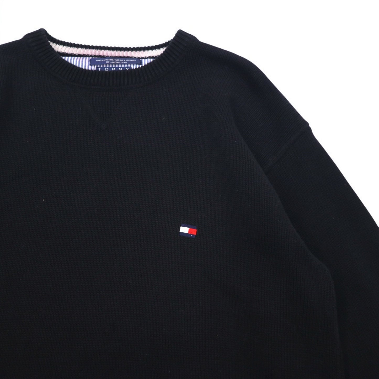 TOMMY HILFIGER 90年代 クルーネック コットンニット セーター XL ブラック