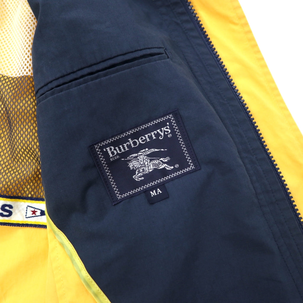 Burberrys Old Retractable Hood Swing Top Harrington Jacket MA Yellow Cotton Polyester Made in Japan