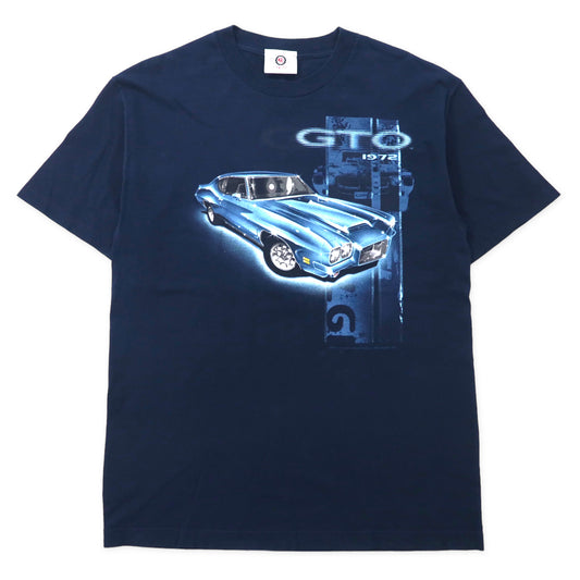 日本然リトテ-古着オンライン-MAD ENGINE クラシックカー プリントTシャツ XL ネイビー コットン GTO 1972-