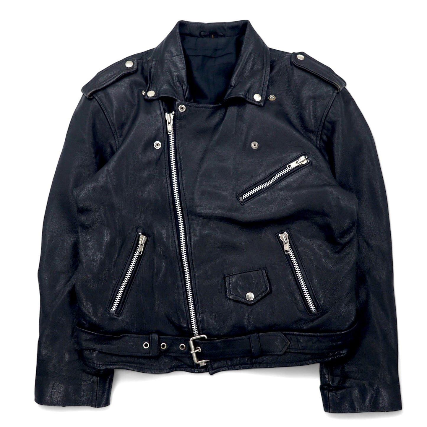 Vintage Double Riders Leather Jacket ダブル ライダース レザージャケット パキジャン L ブラック パキスタン製