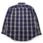 TOMMY JEANS 90s Flannel Shirt XL Navy Check Cotton Snap Button Unused