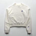 Champion Reverse Weave High Neck Cropped Sweatshirt, Size XL, White, with Blue Single Tag, Reissue, Short Length