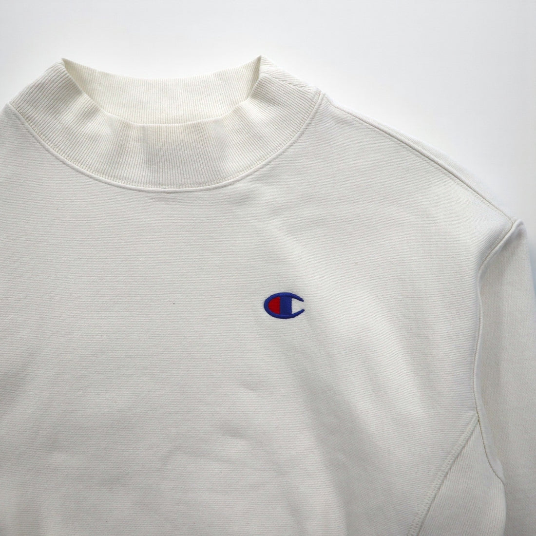 Champion Reverse Weave High Neck Cropped Sweatshirt, Size XL, White, with Blue Single Tag, Reissue, Short Length