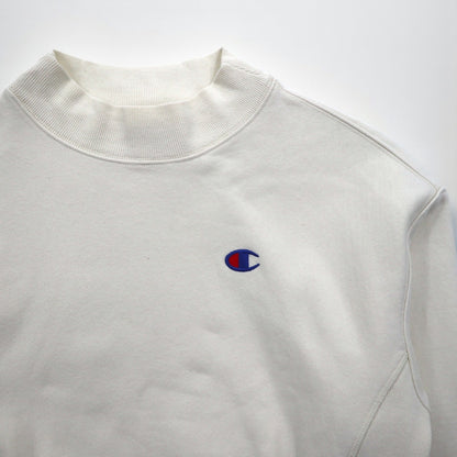 Champion リバースウィーブ REVERSE WEAVE ハイネック クロップド スウェット トレーナー XL ホワイト 青単タグ 復刻 短丈