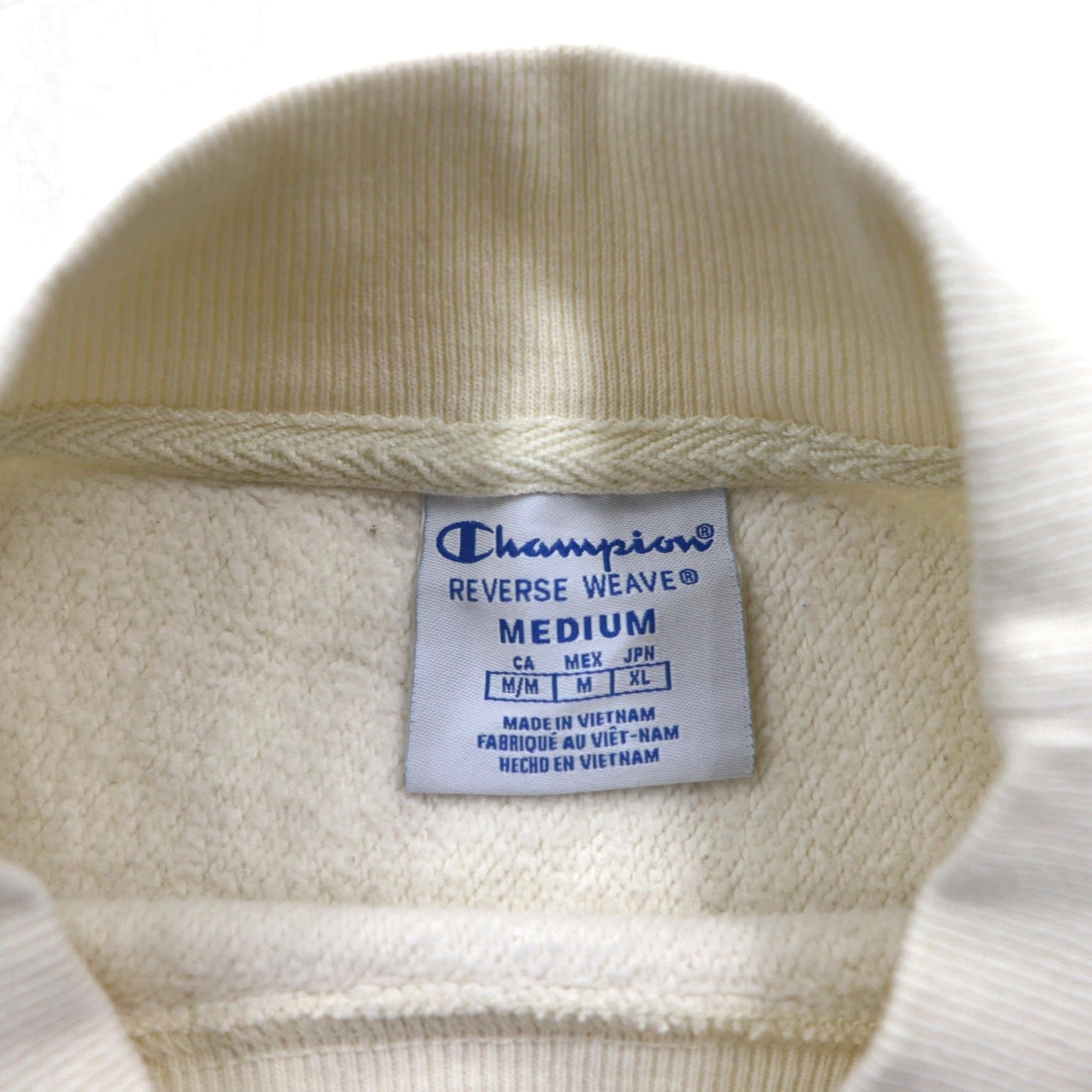 Champion Reverse Weave High Neck Cropped Sweatshirt, Size XL, White, with Blue Single Tag, Reissue, Short Length