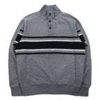 CHAPS Half Button Sweatshirt M Grey Cotton Side Pocket