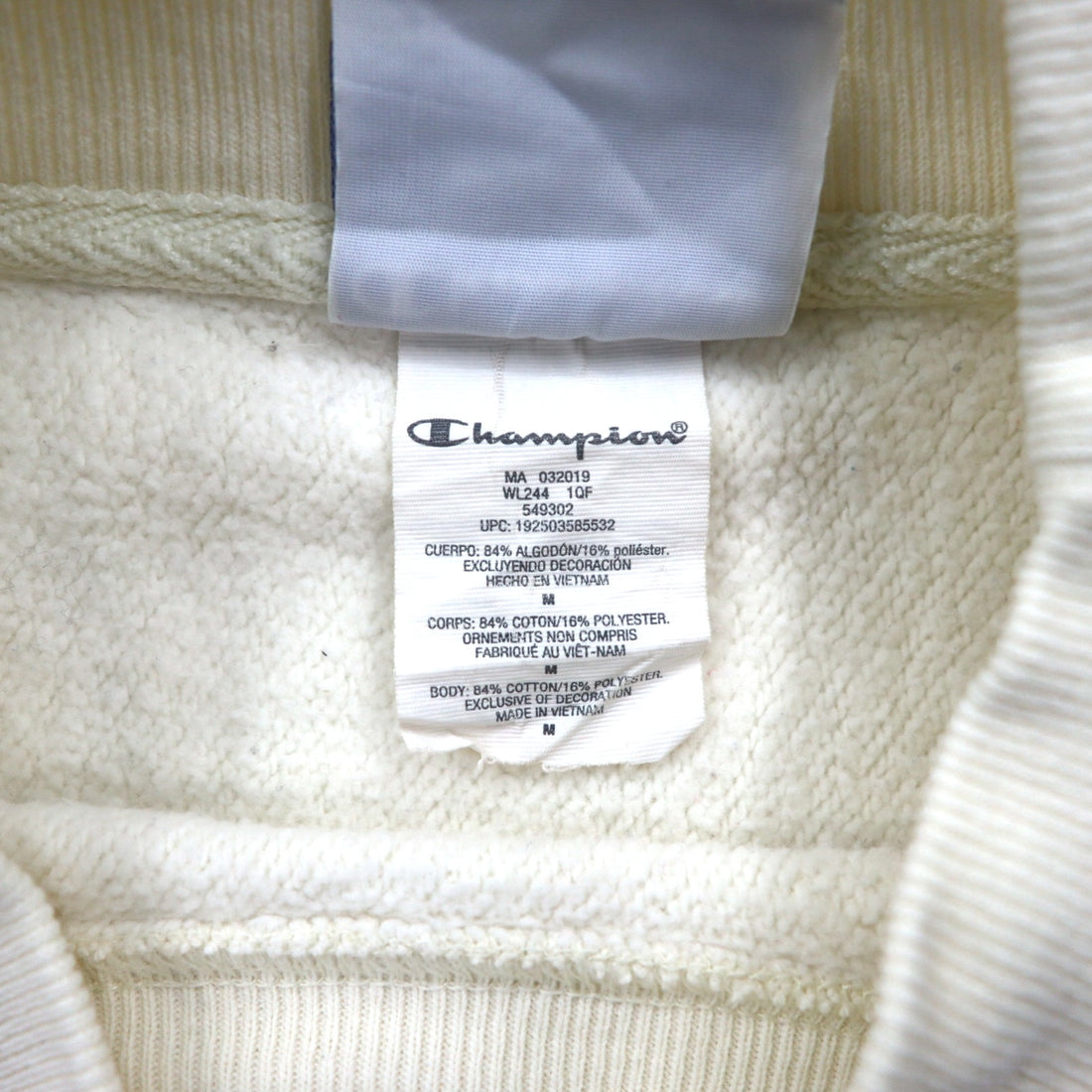 Champion Reverse Weave High Neck Cropped Sweatshirt, Size XL, White, with Blue Single Tag, Reissue, Short Length