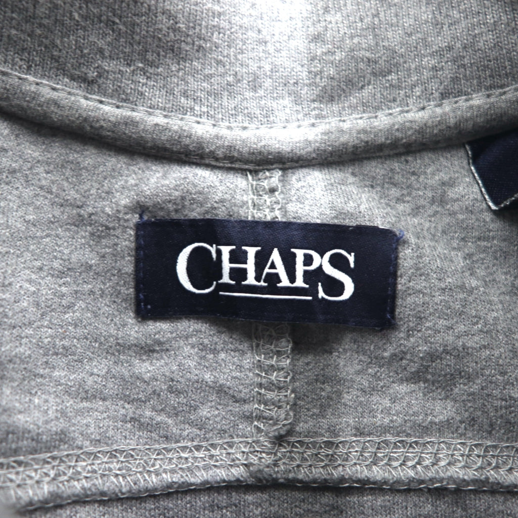 CHAPS Half Button Sweatshirt M Grey Cotton Side Pocket