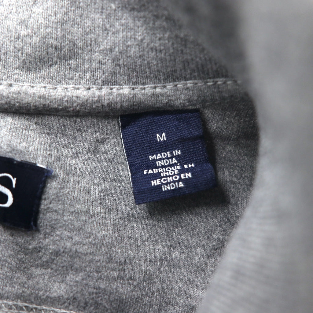 CHAPS Half Button Sweatshirt M Grey Cotton Side Pocket