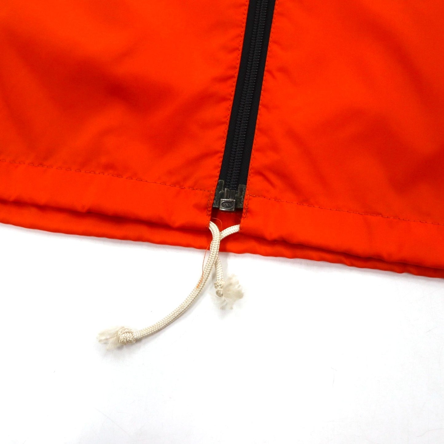 adidas 90年代 デサント社製 ナイロンジャケット ジャージ M オレンジ トレフォイルロゴ刺繍 フード収納式