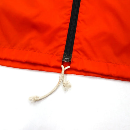 adidas 90年代 デサント社製 ナイロンジャケット ジャージ M オレンジ トレフォイルロゴ刺繍 フード収納式