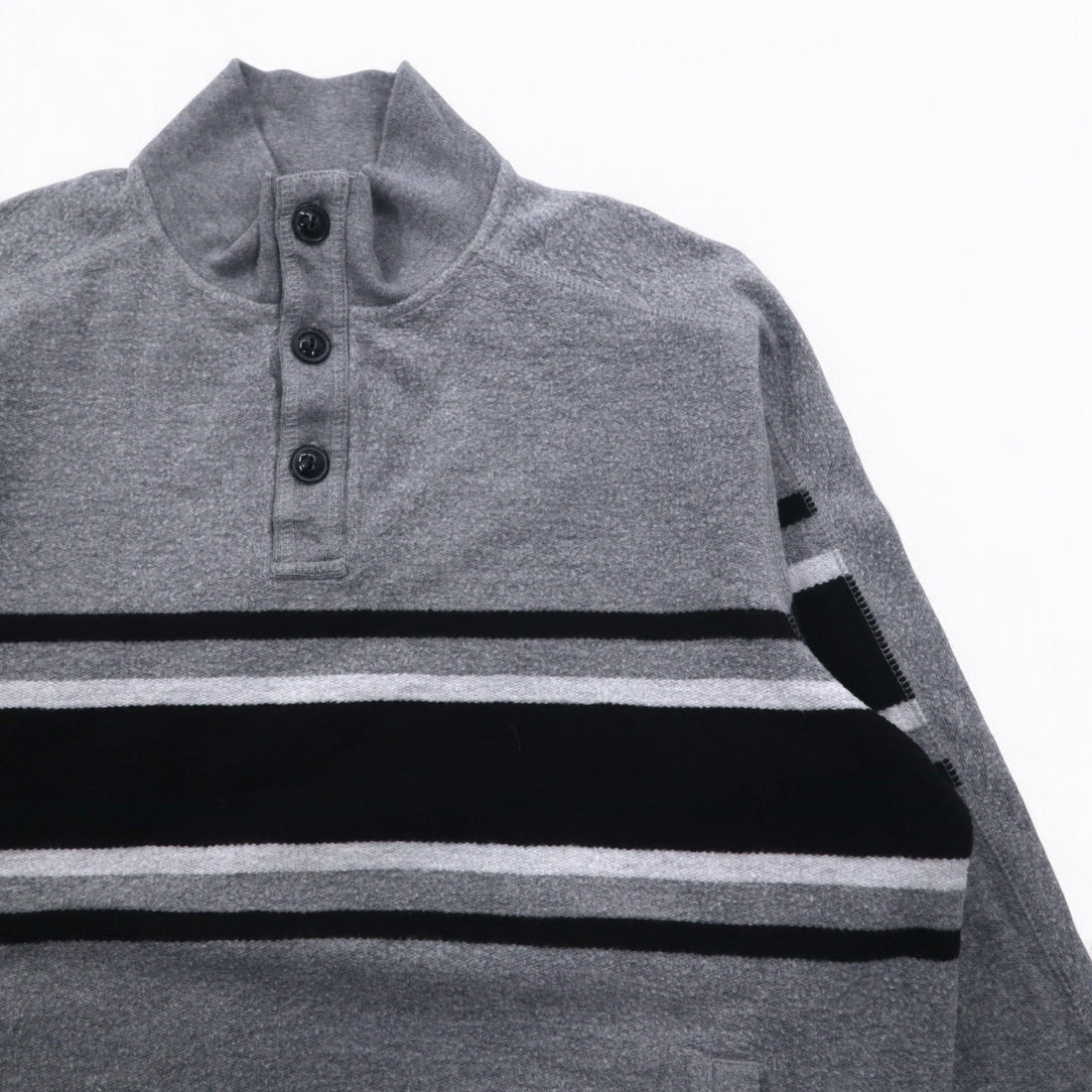CHAPS Half Button Sweatshirt M Grey Cotton Side Pocket