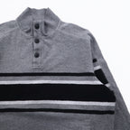 CHAPS Half Button Sweatshirt M Grey Cotton Side Pocket