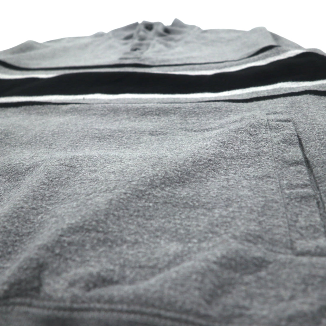 CHAPS Half Button Sweatshirt M Grey Cotton Side Pocket