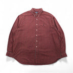 Ralph Lauren 90s Button-Down Flannel Shirt, Size 2XL, Red Check, Blaire Small Pony Embroidery