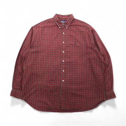 Ralph Lauren 90年代 ボタンダウン フランネルシャツ 2XL レッド チェック BLAIRE スモールポニー刺繡