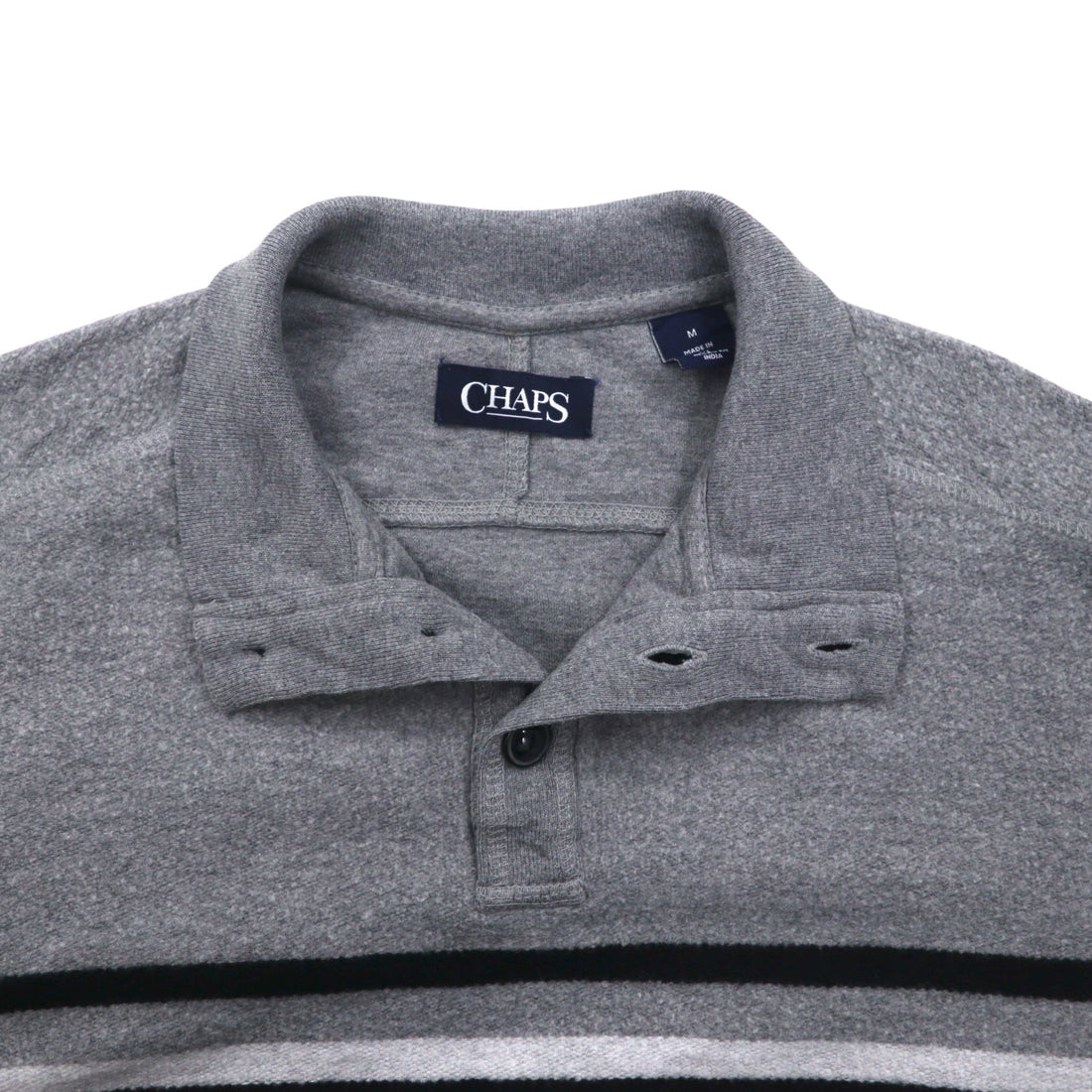 CHAPS Half Button Sweatshirt M Grey Cotton Side Pocket