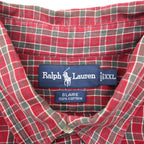 Ralph Lauren 90s Button-Down Flannel Shirt, Size 2XL, Red Check, Blaire Small Pony Embroidery