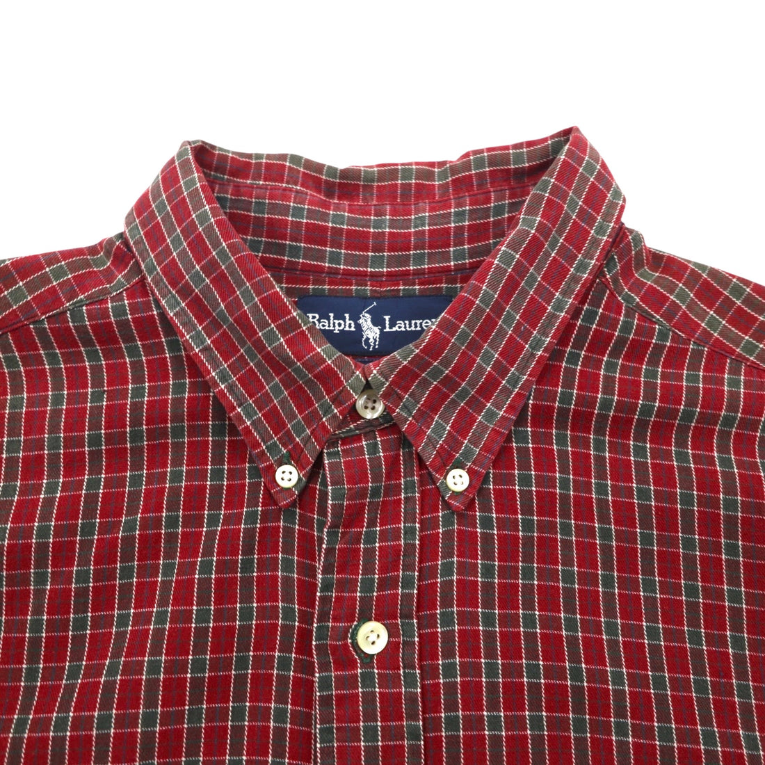 Ralph Lauren 90s Button-Down Flannel Shirt, Size 2XL, Red Check, Blaire Small Pony Embroidery
