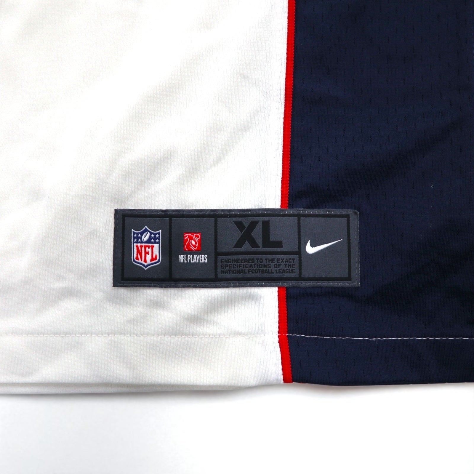 NIKE Game Shirt, XL, White, Polyester, NFL PATRIOTS Numbering