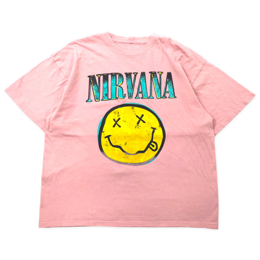 日本然リトテ-古着オンライン-NIRVANA ニルヴァーナ バンドTシャツ XL ピンク コットン ビッグサイズ-NIRVANA Nilvana Band T-Shirt XL Pink Cotton Big Size