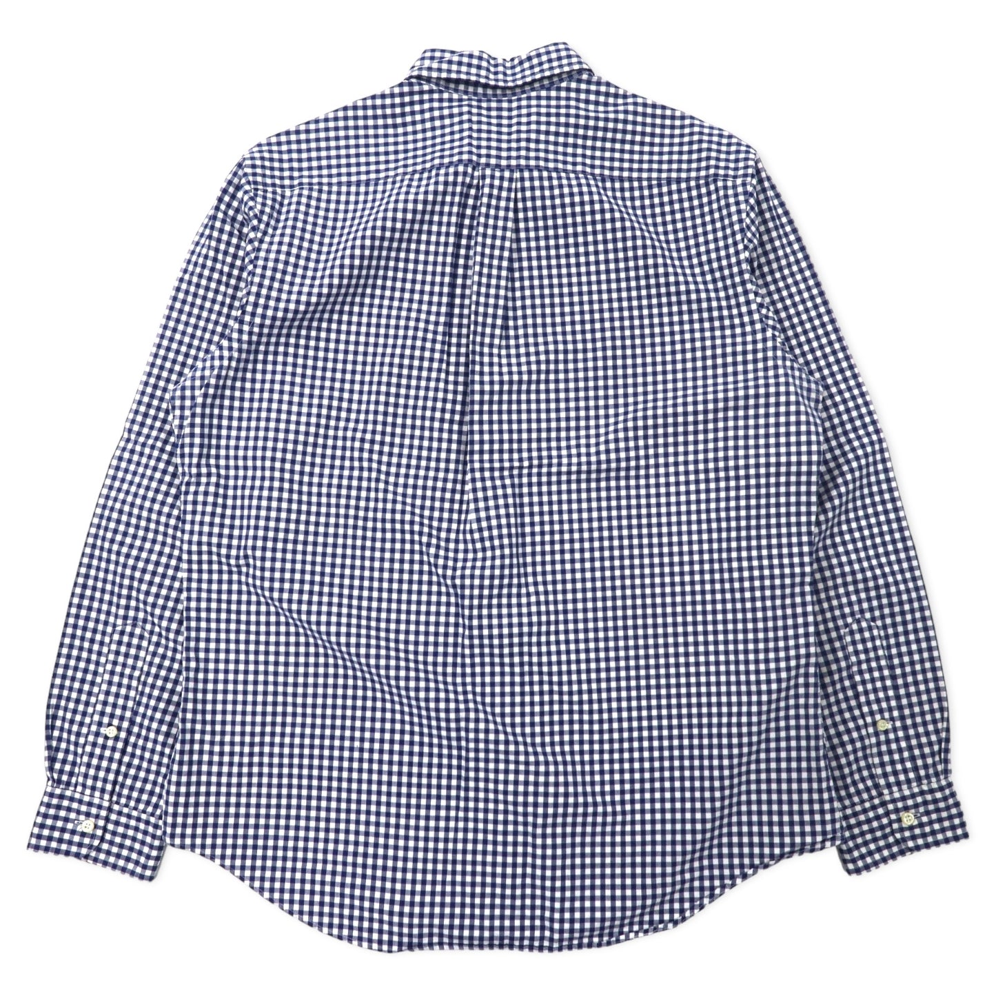 RALPH LAUREN ギンガムチェック ボタンダウンシャツ L ブルー コットン スモールポニー刺繍