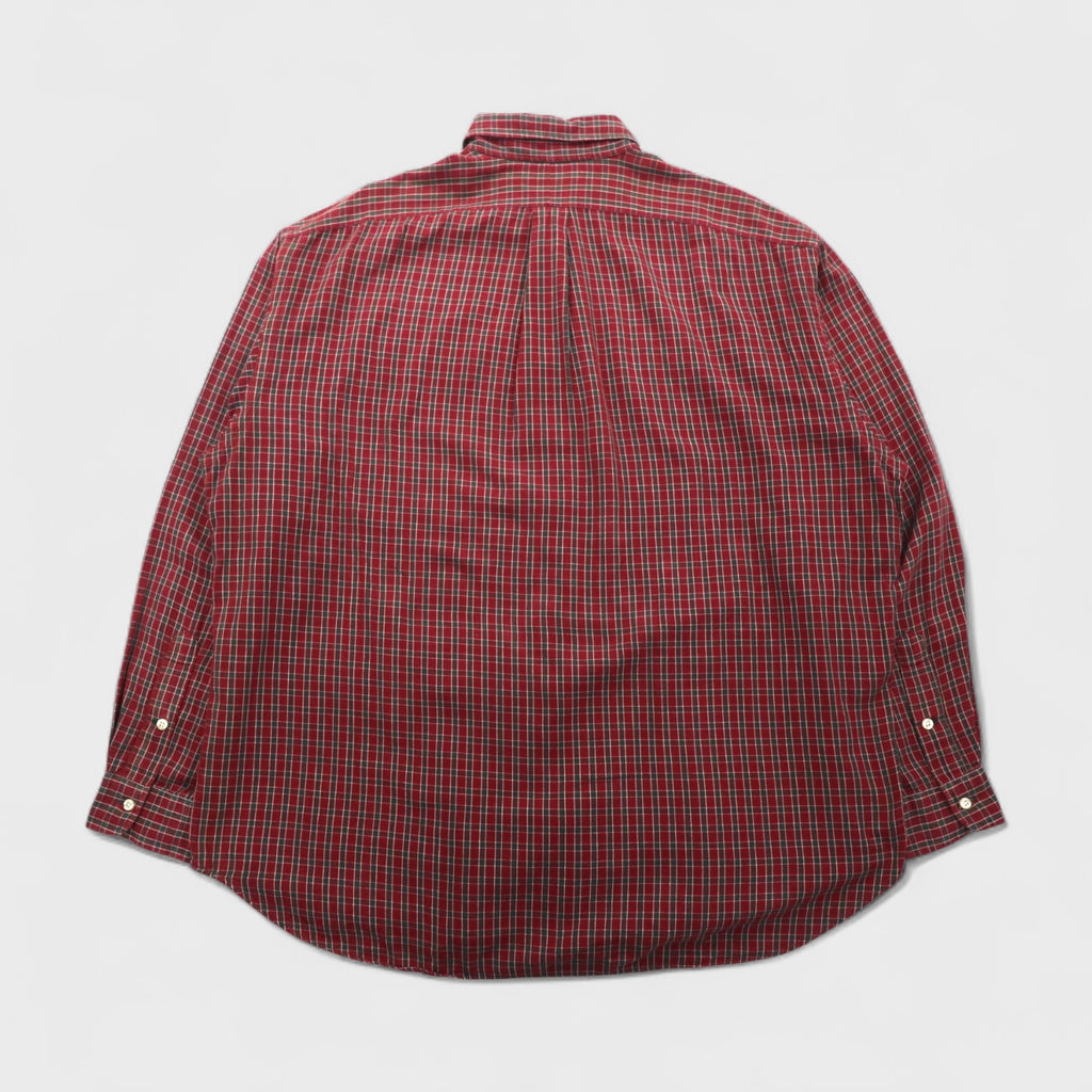 Ralph Lauren 90s Button-Down Flannel Shirt, Size 2XL, Red Check, Blaire Small Pony Embroidery