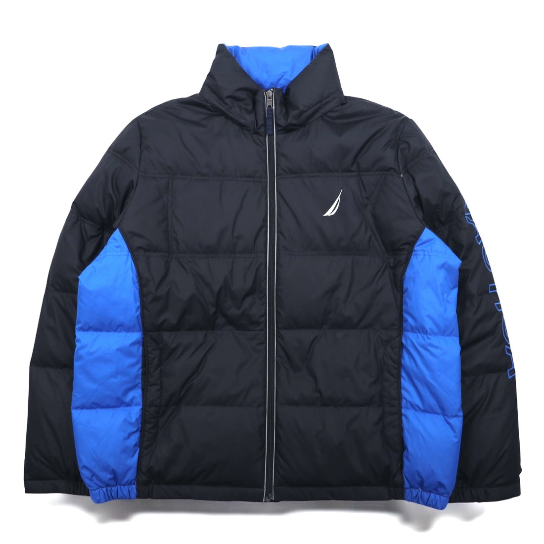 NAUTICA Down Jacket XXL Black Blue Polyester Detachable Hood