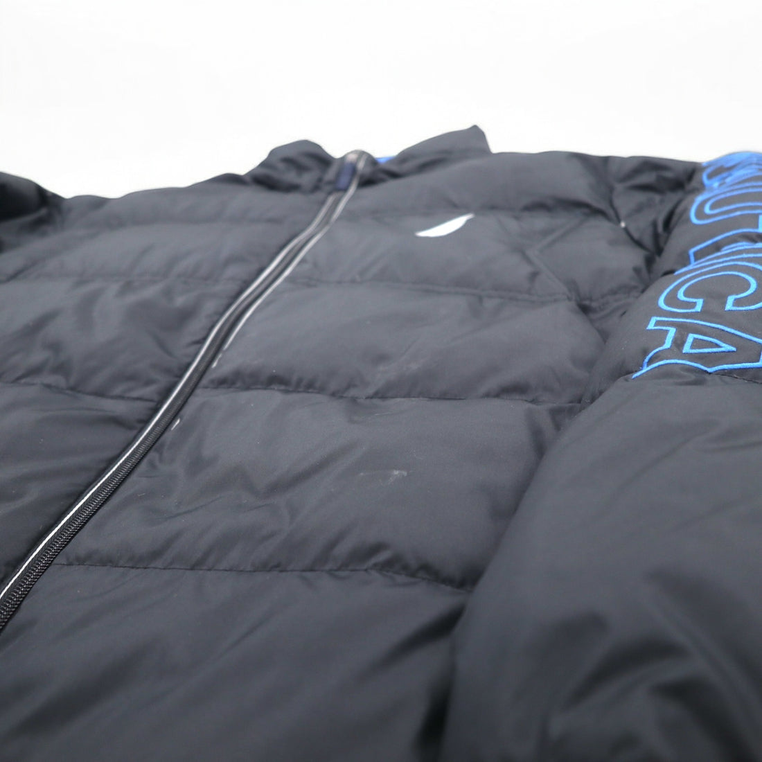 NAUTICA Down Jacket XXL Black Blue Polyester Detachable Hood