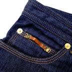 GUCCI Stretch Denim Pants Size 40 Blue Dark Navy Zipper Fly Made in Italy