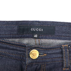 GUCCI Stretch Denim Pants Size 40 Blue Dark Navy Zipper Fly Made in Italy