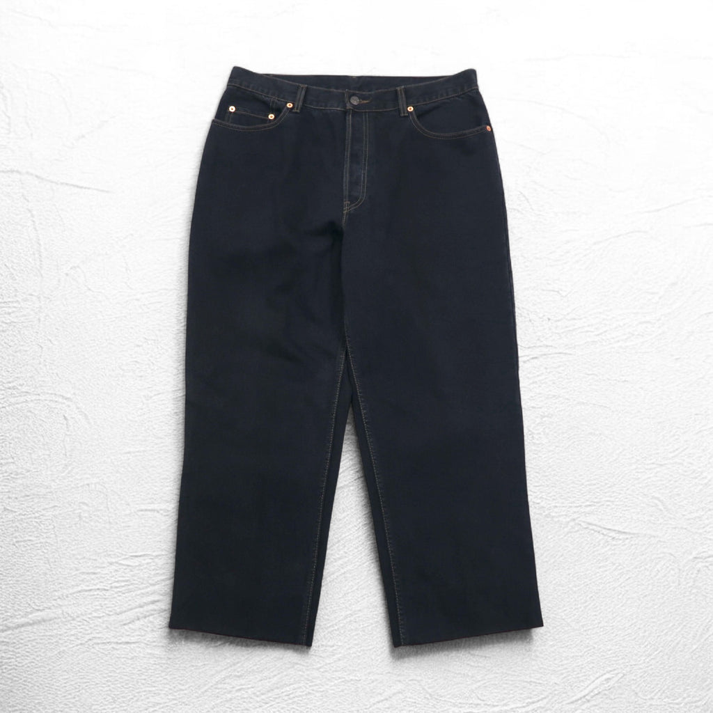 Levi's Made in Italy 90s Orange Tab 412 Euro Model Denim Pants L Black Button Fly Leather Patch