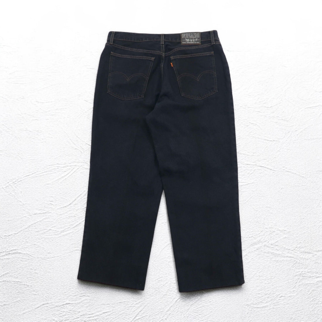 Levi's Made in Italy 90s Orange Tab 412 Euro Model Denim Pants L Black Button Fly Leather Patch