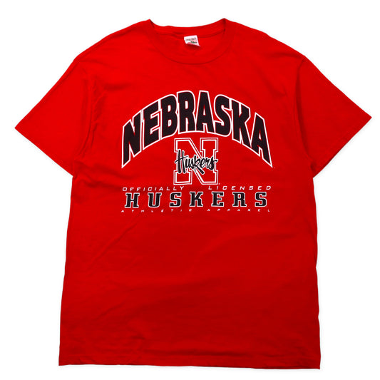 日本然リトテ-古着オンライン-BRIAR CREEK カレッジプリント Tシャツ XL レッド コットン NCAA フットボール NEBRASKA HUSKERS ビッグサイズ メキシコ製-