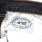Levi's Made in Italy 90s Orange Tab 412 Euro Model Denim Pants L Black Button Fly Leather Patch